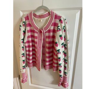 LoveShackFancy Strawberry Cardigan Size XS (NWOT)
